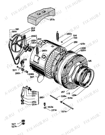 Взрыв-схема стиральной машины Zanussi ZF650PX - Схема узла Tub and drum